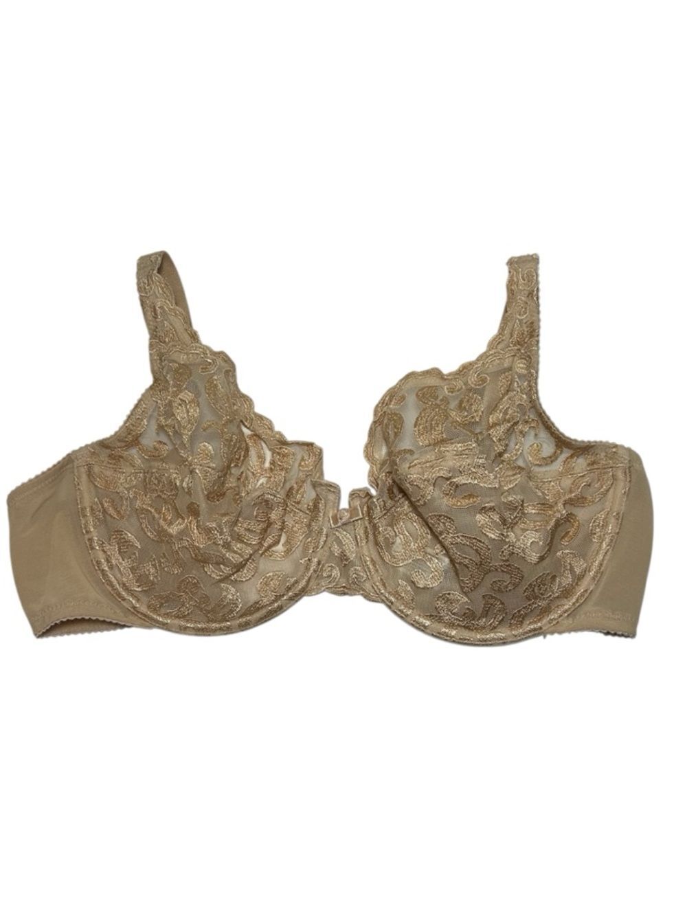 Wacoal unlined Embroidered lace Underwire Bra 34DD in tan